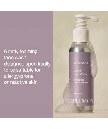 Balmonds Gentle Face Wash - 99% natural foaming fragrance-free facial cleanser with rosehip and borage for sensitive skin - Buy Online on GoSupps.com
