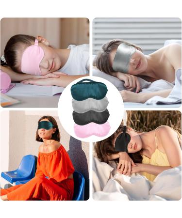 Comfortable Silk Sleep Mask - 4 Pcs Satin Eye Covers for Travel & Meditation | Blackout Blindfolds with Elastic Straps - Buy Online on GoSupps.com