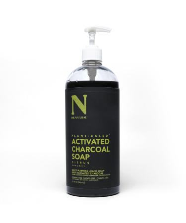 Dr. Natural Charcoal Liquid Soap Citrus 32 oz - Plant-Based - Made with Shea Butter - Rich in Essential Oils - Paraben-Free Sulfate-Free Cruelty-Free - Multi-Use Liquid Soap