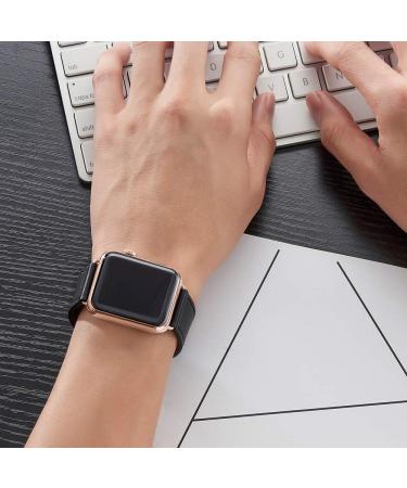 POWER PRIMACY Top Grain Leather Apple Watch Band - Black/Rosegold 38mm/40mm/41mm - Buy Online on GoSupps.com