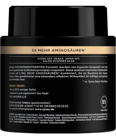 Syoss Haarmask Renew 7 Boost 500ml | 4-in-1 Hair Treatment for Damaged Hair | Repair Mask Reduces Split Ends by 90% - Buy Online on GoSupps.com