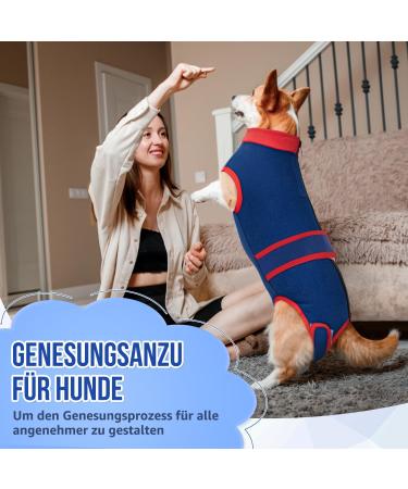 Eyein Dog Recovery Suit - Breathable Soft One-Piece with Zipper & Belt for Wound Protection - E-Collar Alternative for XS Dogs (Red Blue) - Buy Online on GoSupps.com