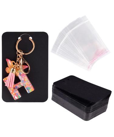 Wiaregom 120 PCS Keychain Display Cards 3'' x 4.7'' Keychain Cards Holder with Self-Sealing Bags for Display Keyring Cards Jewelry Packaging Supplies (Black)