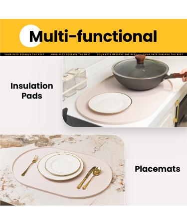 Conlun Dog Bowl Pad - BPA-Free Silicone Pet Feed Mat with High Edges (81x51 cm Beige) | Perfect for Dogs and Cats Spill Proof Design - Buy Online on GoSupps.com