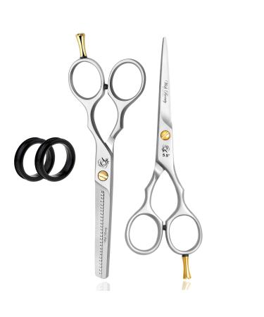 Glamified Glam Hairdressing Scissors Professional Hair Cutting Thinning Scissors Set (Haircut Trimming Grooming Shaping Scissors) for Men Hairdresser Barber Women Kids Pets Home 5.5inch