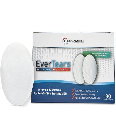 EverTears Dry Eye and Stye Relief  Moist Heat, Warm Compress Helps with Added Hyaluronic Acid  Self Heating Pad for Instant Therapy in only 5 Minutes - Doctor Invented - 30 Count