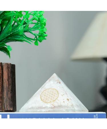 Clear Quartz Crystal Orgonite Pyramid - Energy Cleansing & Good Luck Decor 2 Handmade Natural Stone Sculpture - Buy Online on GoSupps.com