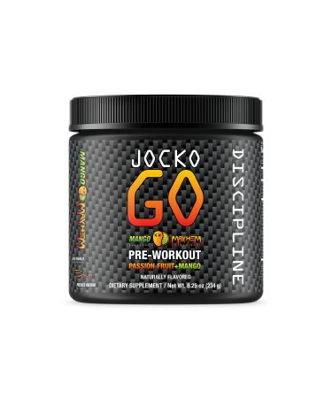 Jocko GO Pre Workout (Mango Mayhem) - Keto, Vitamin C, L Theanine, Caffeine, L Citrulline, Rhodiola, Sugar Free Nootropic Blend - Supports Muscle Pump, Endurance and Recovery - 30 Servings