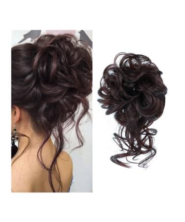 Messy Bun Hair Piece for Women Messy Bun Hair Piece Scrunchie Tousled Updo Hair Extensions Bun with Rubber Band Curly Wavy Ponytail Extensions Synthetic Chignon for Women Girls Fake Hair Accessories 2-33