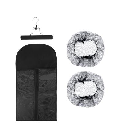 1 Set Of Hair Extension Rack 2 Black Hair Nets Wig Storage Bag Wig Storage Bag With Hook Black Wig Storage Bag Bracket