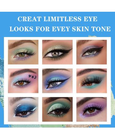 Teekerwang 9Color Shimmer Matte Eyeshadow Palette Highly Pigmented Light Green Dark Green Blue Eyeshadow Blendable Shiny Matte Makeup Powder Palette Blue - Buy Online on GoSupps.com