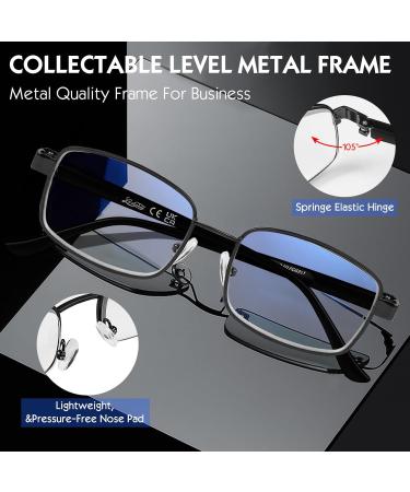 LADEESSE 3 Pack Reading Glasses for Men & Women - Metal Blue Light Blocking Computer Readers (1.5x) - Stylish Rectangle Thin Frame Spring Hinge - Gun Black & Leopard - Buy Online on GoSupps.com