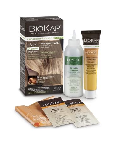 BIOKAP Nutricolor Delicato Rapid, Hair color 9.3 Light Golden Blonde, Ammonia-free hair color that makes hair supple, Hair coloring with 10 minutes of application, 135 ml