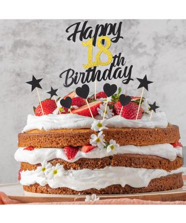 Alegre 18th Birthday Cake Topper Set - 9 Piece Black Gold Decorations for Boys & Girls - Perfect for 18 Years Celebration - Buy Online on GoSupps.com