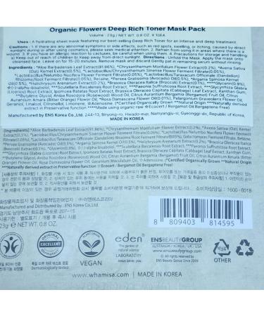 Buy Whamisa Organic Flowers Deep Rich Toner Mask Pack (10EA) - Premium Skincare for Radiant Skin | Shop Internationally - Buy Online on GoSupps.com