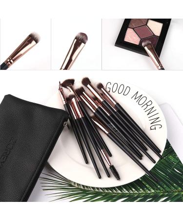 ZOREYA 12 Pcs Professional Eye Makeup Brush Set with Carrying Bag - Black - Buy Online on GoSupps.com