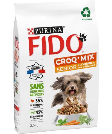 FIDO CROQ'MIX SENIOR | Dog Food +7 Years Poultry-Vegetables | 2.5 kg Bag - Buy Online on GoSupps.com