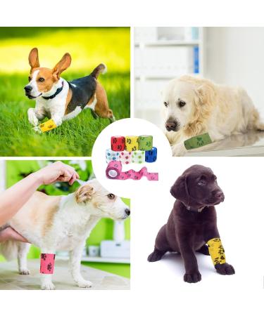 8 Rolls Dog Bandage Self Adhesive Cohesive Dog Bandage Vet Wrap for Dogs Non-Woven Elastic Dog Paw Bandage for Legs Paws Wrist Ankle 5cm X 4.5m (Multicolor) - Buy Online on GoSupps.com