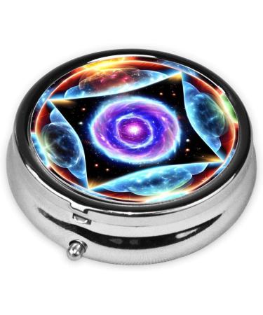 Cosmic Stars Round Pill Box Organizer - 3 Compartment Portable Travel Pill Box for Easy Medication Management - Buy Online on GoSupps.com