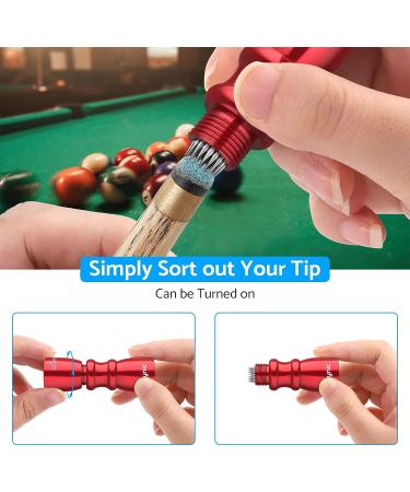 eSynic Professional Pool Cue Tips Shaper Set - 3 in 1 Tool for Billiard Cue, Accessories Gift - Red Color - Buy Online on GoSupps.com