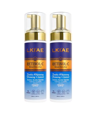 LKIAE Double Whitening Foaming Facial Cleanser peeling unclogging pores reducing acne blackheads sebum with retinol amino acid wateroil balance 200 ml 2 pieces 2 pieces