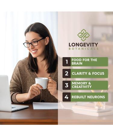 Longevity Botanicals Organic Lions Mane Mushroom Capsules - 240 ct - Mental Clarity Focus & Memory Support - 100% Fruiting Body - Buy Online on GoSupps.com