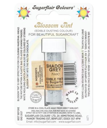 Sugarflair Shadow Grey Blossom Tint Food Colouring and Dusting Powder Matt Finish Brush On or Mix with Rejuvenator Spirit to Create a One of A Kind Cake - 7ml