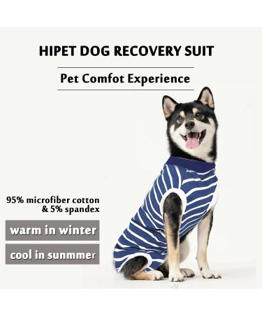 Hipet Recovery Suit for Dogs & Cats | Post-Op Wound Protection | Prevent Licking & Skin Issues | E-Collar Alternative | Size L Blue Striped - Buy Online on GoSupps.com