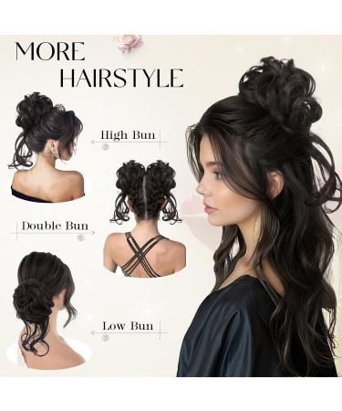 Sofeiyan Messy Bun Hair Piece Curly Wavy Hair Bun Extensions Synthetic Tousled Updo with Tendrils Hairpieces Bun Donut Accessories Scrunchies for Women Black - Buy Online on GoSupps.com