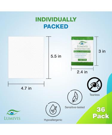 Tea Tree Oil Eyelid Wipes - 36 Individually Wrapped Pads for Eye Cleansing & Makeup Removal | Soothe & Revitalize Your Eyes - Buy Online on GoSupps.com