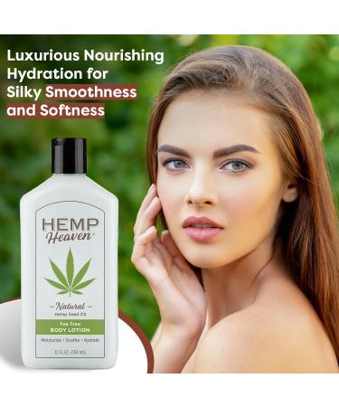 Moisturizing Tea Tree Body Lotion with Natural Hemp Seed Oil - 12 oz - Made in USA | Best Body Cream for Men & Women - International Shipping Available - Buy Online on GoSupps.com