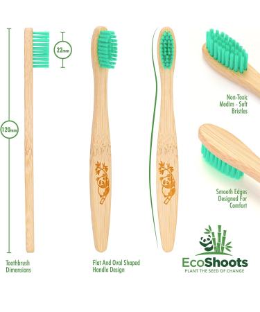 EcoShoots Kids Bamboo Toothbrushes with Super Soft Bristles | Pack of 5 Kids Toothbrushes | Eco-Friendly Natural Wooden Childrens Toothbrush | Organic Biodegradable Handle | BPA Free Kids Toothbrush Kids 5 Pack - Buy Online on GoSupps.com