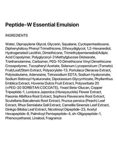 Le' Nubele Essential Peptide W Emulsion - Lightweight Hydrating Face Moisturizer with Multi Peptides EGF Niacinamide Radiance & Collagen Boosting Slow Aging Korean Skin Care 120ml / 4.05 fl.oz - Buy Online on GoSupps.com