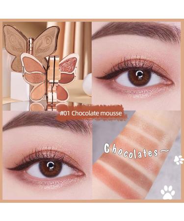 Butterfly Shape Eyeshadow Palette with 6 Shades | Ultra-Blendable High Pigmented Matte Glitter Eye Shadow Pallet High Pigmented Waterproof Eye Makeup Long Chocolate Mousse Color - Buy Online on GoSupps.com