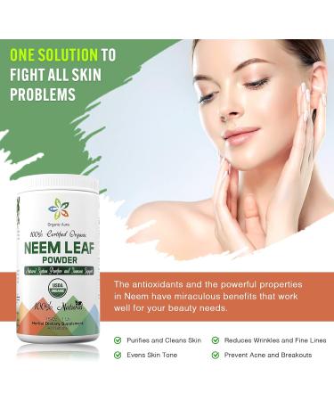 Organic Aura Neem Leaf Powder (Azadirachta Indica). 100% Pure Neem Raw and Green. USDA Certified Organic Neem for Immune Support Skin and Hair. Naturall Source of Antioxidants and Detox. - Buy Online on GoSupps.com