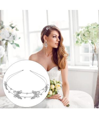 FRCOLOR Butterfly Headband Double Layer Hairband Shiny Bride Headdress Crystal Hair Hoop Wedding Hair Jewelry for Bride Girls Women Silver - Buy Online on GoSupps.com