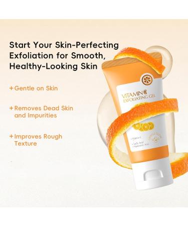 2PC Vitamin C Exfoliante Gel Scrub Mild Exfoliating Gel Scrub Exfoliating Cleansing Body Scrub Deep Clean Pores Remove Blackheads & Moisturize Skin for All Types Skin Facial Exfoliator - Buy Online on GoSupps.com