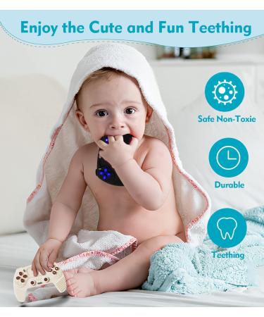 2 Pack Remote Game Controller Teething Toys with Pacifier Clips - Safe Silicone Baby Teether for Girls Boys 6-12 Months - Buy Online on GoSupps.com