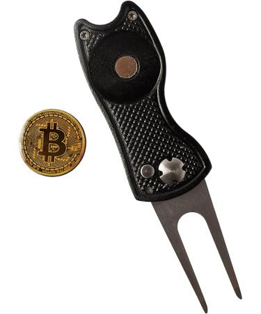HODL 21 Bitcoin Golf Divot Repair Tool - All-Metal 3-in-1 Golf Multitool | Foldable with Pop-up Button & Magnetic Ball Marker - Buy Online on GoSupps.com