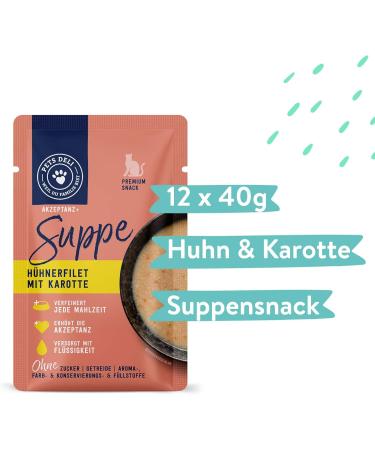 Pets Deli Soup Snack for Cats - Chicken Fillet & Carrot Gluten-Free & Sugar-Free 12 x 40g - International Shipping Available - Buy Online on GoSupps.com