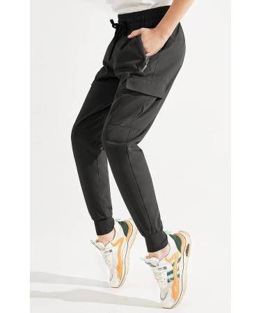 Libin Boy's Youth Cargo Joggers Pants - Quick Dry Lightweight Tapered Pants for Outdoor Sports - Black, 6-7 Years - Buy Online on GoSupps.com