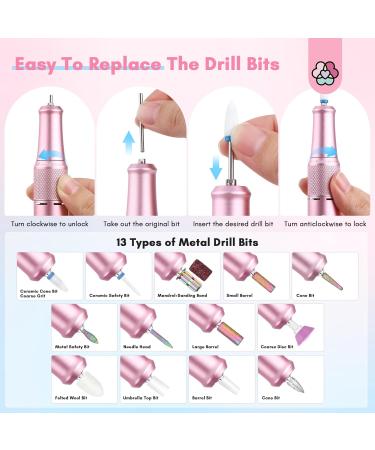 SAVILAND Portable Nail Drill - 40000 RPM Digital Pro Electric E-File | Cordless Fast Remover for Acrylic Nails | Anti-Shaking Manicurist Tool in Blue & Pink - Buy Online on GoSupps.com