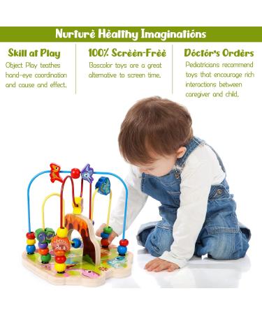 Shop Toyssa Wooden Montessori Motoric Loop - Dinosaur Roller Coaster Colorful Pearl Labyrinth & Motor Cubes for Toddlers (Ages 1-3) | Perfect Gift for Kids - Buy Online on GoSupps.com