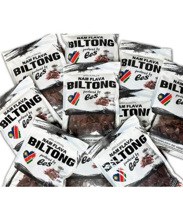 Nam Flava - Original Biltong from Namibia - 1 kg (10x100 g) - dried meat beef jerky high in protein 100 g (pack of 10) - Buy Online on GoSupps.com