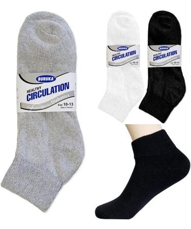 18 Pairs Diabetic Ankle Circulatory Socks for Men - Loose Fit Non-Binding Cotton Blend | Health Support & Foot Protection | Fits Men's Size 10-13 - Buy Online on GoSupps.com