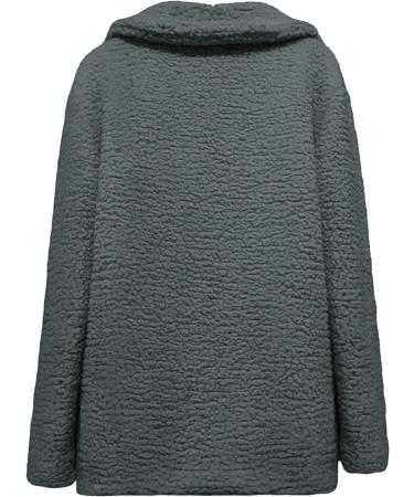 Hanxiulin Oversized Plush Jacket for Women - Warm Lined Fleece Mantel & Long Hooded Coat - Perfect Winter Outerwear in Dark Gray - Buy Online on GoSupps.com