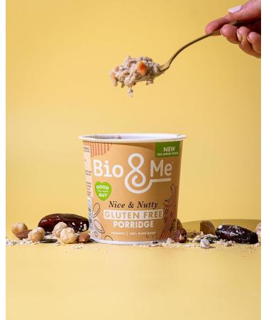 Bio&Me: Nice & Nutty Gluten Free Porridge 8-Pack (8 x 58g pots) / High in Fibre Low Sugar/On The Go Breakfast - Buy Online on GoSupps.com