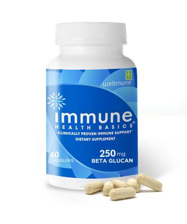 Immune Health Basics Ultra Strength Immunity - Clinically Proven Immune Support - Wellmune Highly Purified Beta Glucan - Gluten-Free Non-allergenic Non-GMO and Vegan Capsules - 60 Capsules 250 mg 250mg - 60 Capsules
