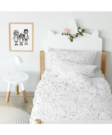 Grey Quartz Stone Baby Bedding Set - Grey Reversible Duvet Cover 100x135 cm + Pillowcase 40x60 cm - Artificial Stone Texture Design - 100% Microfibre - Super Soft & Hypoallergenic & Easy Care Toddler Junior / Cot Bed