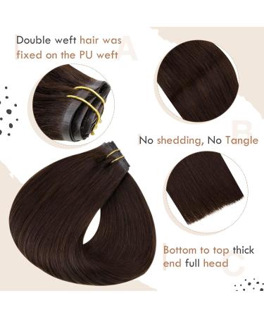 Vivien Darkest Brown Clip-In Real Hair Extensions | Remy Hair 18 Inch 7pcs/120g - Premium Quality Brown Hair Extensions - Buy Online on GoSupps.com